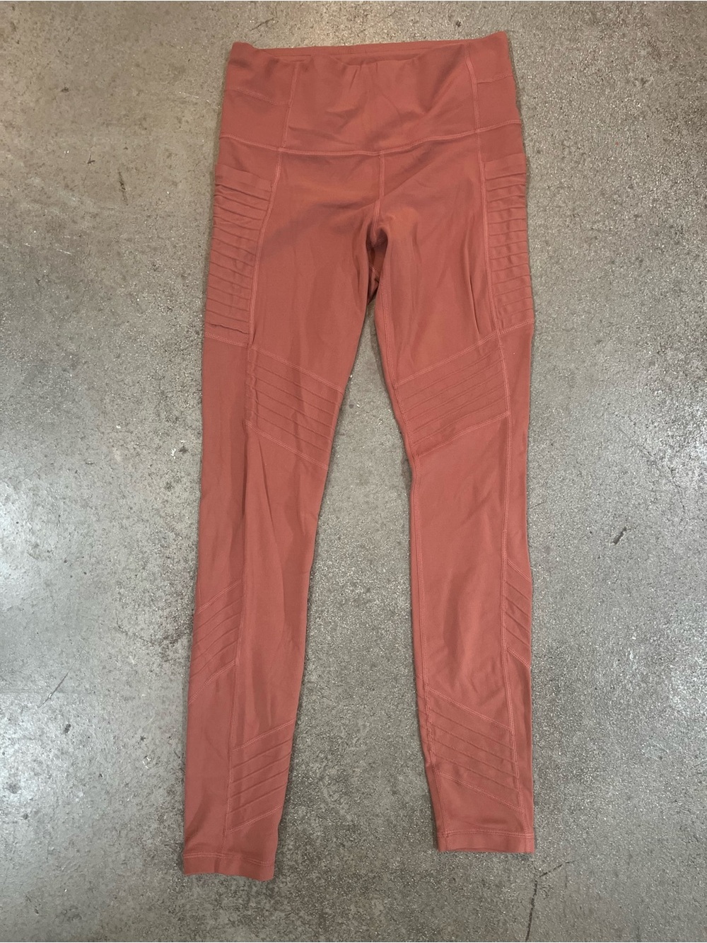 Athleta Ribbed-Panel High-Rise Leggings in Terracotta